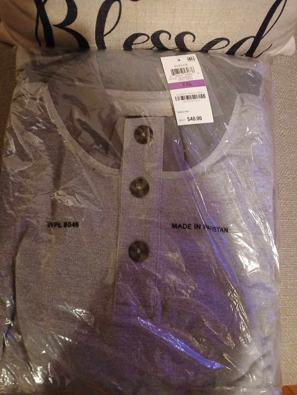 Men's Grey Long-Sleeve Henley Shirt - Unbranded
